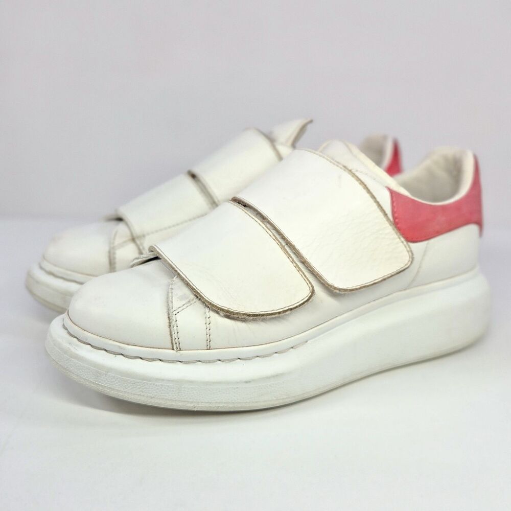 Alexander McQueen Oversized Velcro Strap Sneakers White Pink EU 37.5 / US 7W